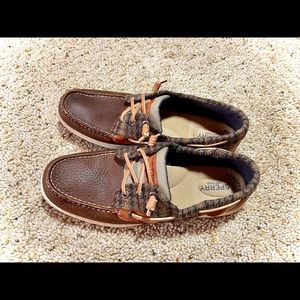 SPERRY SLIP ON SHOES LEATHER & PLAID WOMENS SIZE 9